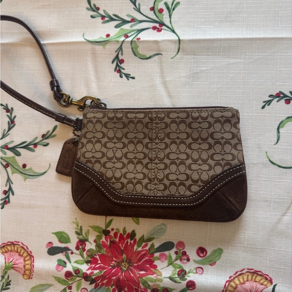 Coach Brown Signature Women's Wristlet - Picture 3 of 6
